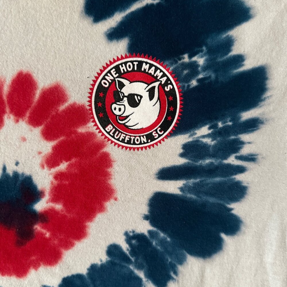 One Hot Mama's Bluffton SC Tie-Dye T-Shirt Our Butts Are Back Pig Graphic Port & - Picture 4 of 13